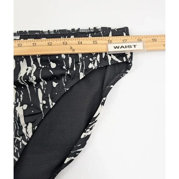 Shape Fx Swim Bikini Bottom Womens 18 Black Abstract Print Tummy Control Resort - Picture 7 of 10